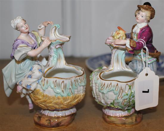 Pair of Meissen figural vases